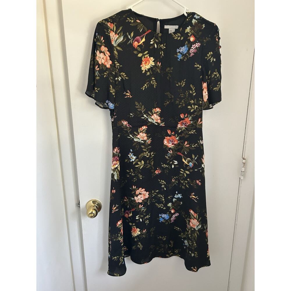H&M Dress Flutter Sleeve Floral Vibrant Size 8